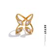 Stylish Unique Design Stainless Steel Cubic Zirconia Open Ring Casting Gold PVD Plated Fashion High Quality Jewelry