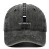 (Black) Letter G Vitamin Vintage Baseball Cap With Breathable Cotton Brim And Curved