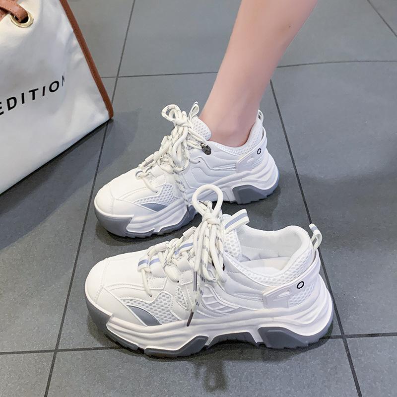 2024 Повседневные туфли Daddy Shoes на платформе с застежкой-молнией и шнуровкой Спортивные кроссовки для бега Летние новые туфли Daddy Shoes