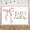 Pink Bow Theme Birthday Party Decoration Banner Girl Butterfly Bow Balloon Flowers Background Baby Shower Photo Supplies Gifts