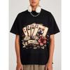 Men's T-Shirt Black Four Aces Playing Cards Dice Flower Jazz Calf Print Casual Streetwear Fashion Top