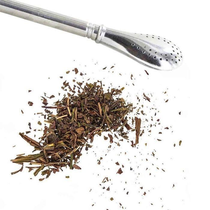 Thé vert bio japonais Bancha Hojicha 30 g + paille inox avec filtre
