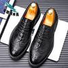 Brock Engraved Men's Shoes Platform Heightening Hairstylist Black Trendy Shoes 2025 New Leather Shoes
