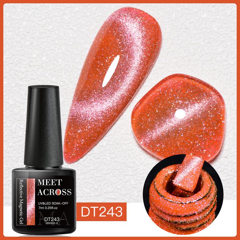 MEET ACROSS 7 мл магнитный гель-лак для ногтей «кошачий глаз» полуперманентный динамический блестящий светоотражающий гель для ногтей замачиваемый УФ-гель лак для дизайна ногтей