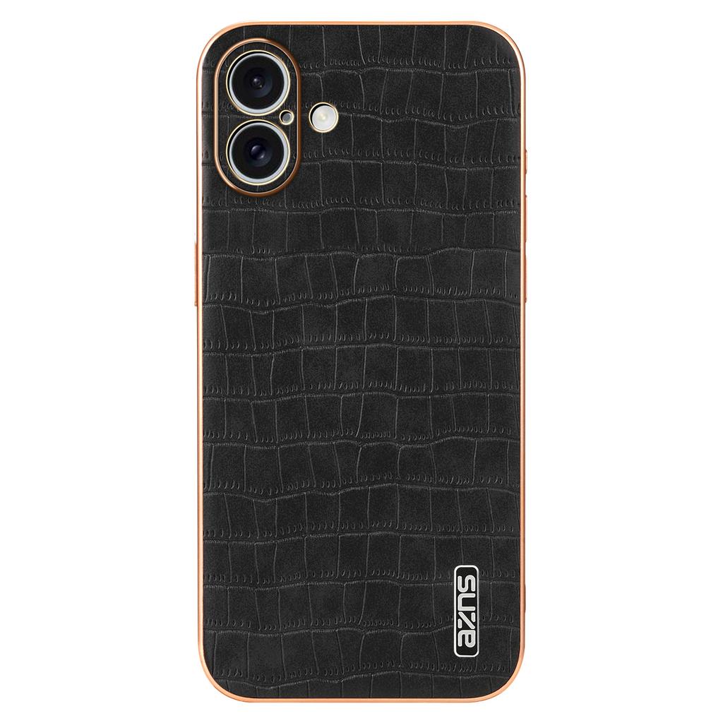 AZNS For iPhone 16 Case Electroplating Crocodile Texture PU+TPU Phone Cover