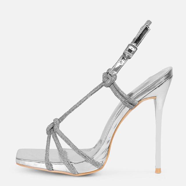 Летние сексуальные сандалии на платформе с открытым носком и стразами, женские туфли высокого качества с узкими ремешками и кристаллами, туфли-лодочки для вечеринок и выпускного вечера