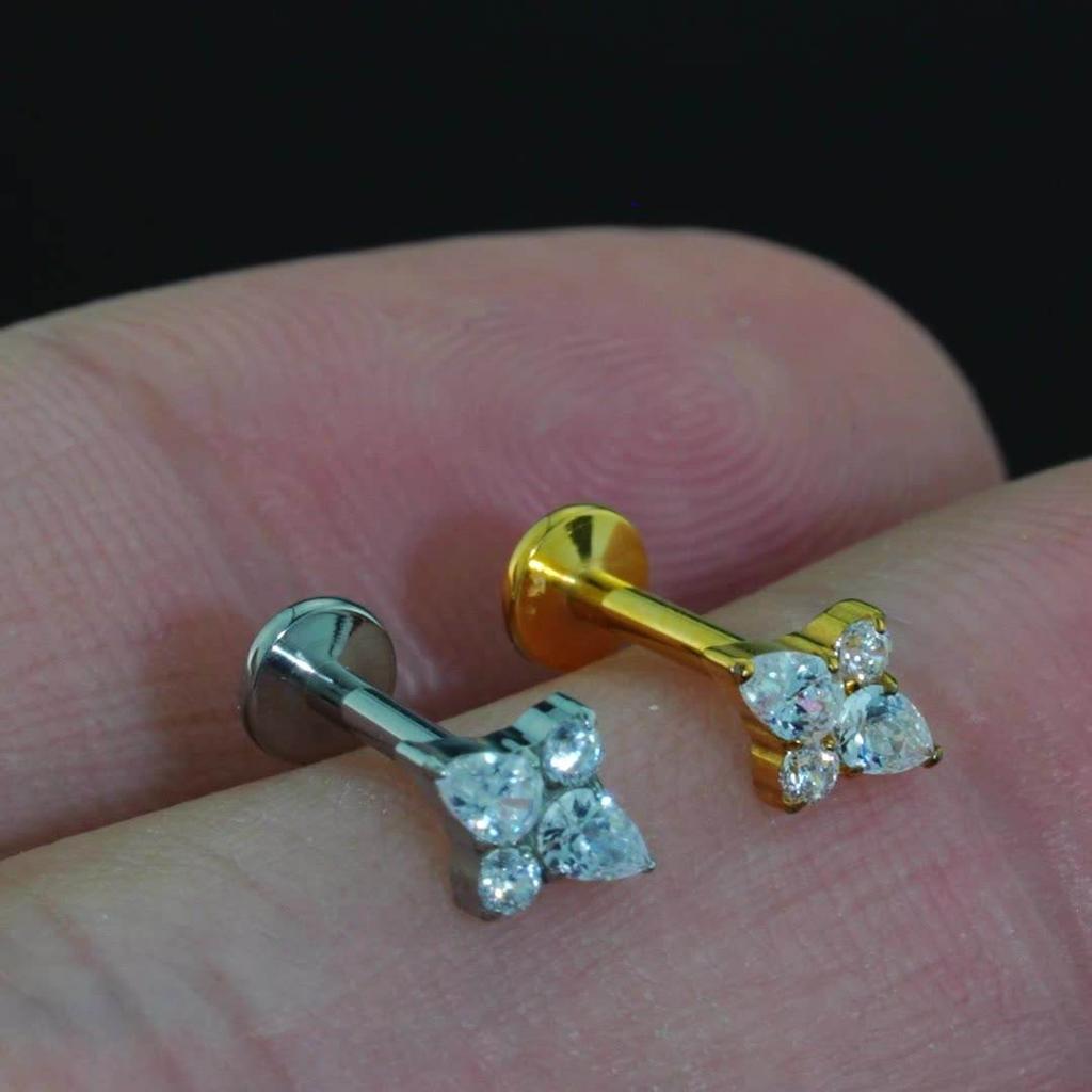 Children's F136 Titanium Alloy Silver/Gold Plated Geometric Earrings European American Cross-Border Piercing Jewelry