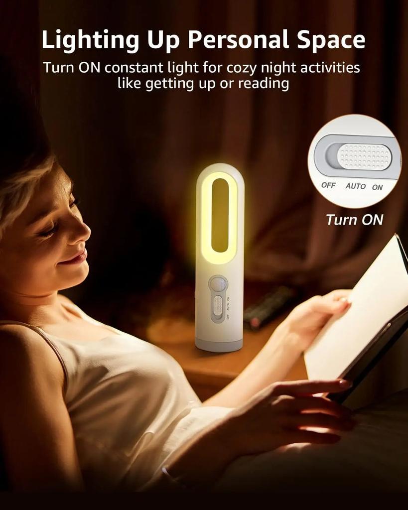 LED Motion Sensor Night Light 2 In 1 Portable Flashlight with Dusk To Dawn Sensor for Bedroom, Bathroom, Reading, Camping