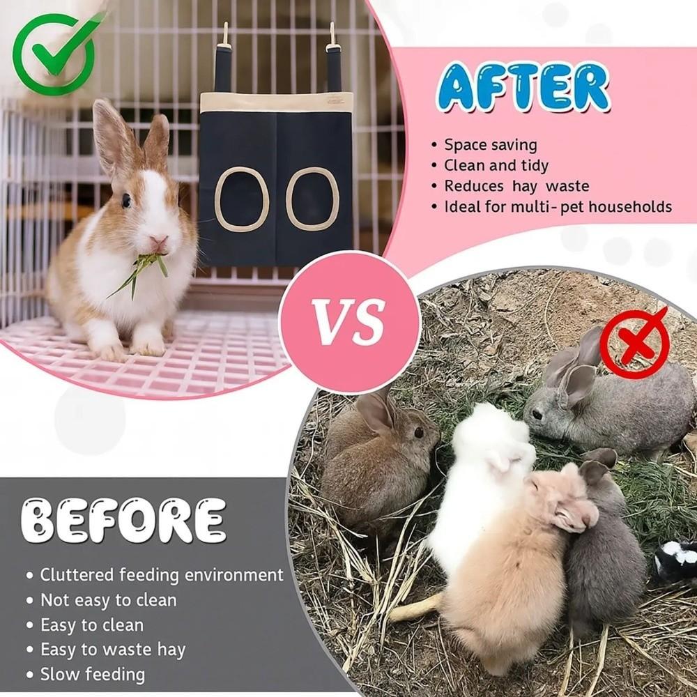 Food Storage Bag Hanging Rabbit Feed Bag Eco-Friendly Canvas Hay Bag Chew Proof Hay Pouch for Pet Cage