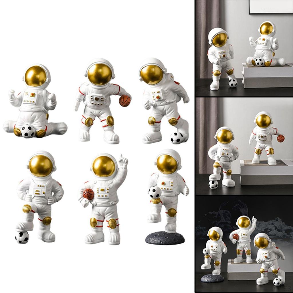 -Смоляная статуэтка Космическая фигурка Фигурка космонавта Украшение Скульптура для детской комнаты Книжной полки, Спальни,
