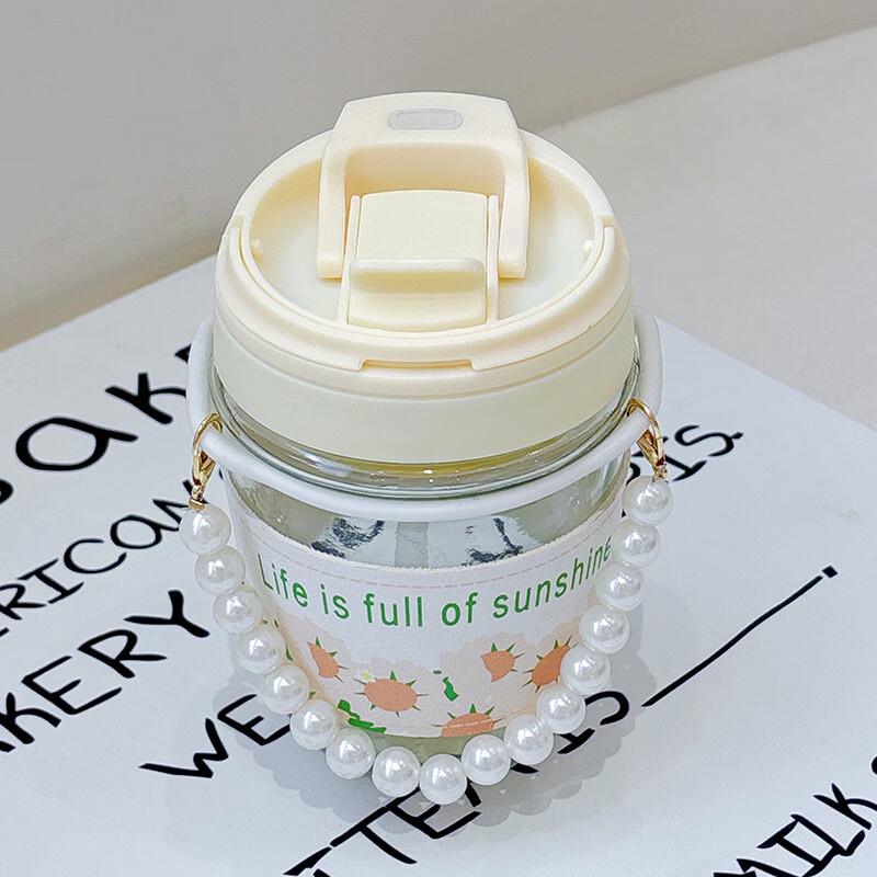 OLOEY Ins Style Pearl Double-Drink Glass Cup Set