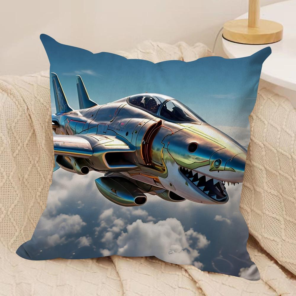 Funny Shark Fighter Meme Cushion Cover Silky Short Plush Invisible Zipper Dustproof Sofa Pillow Case For Home Decor