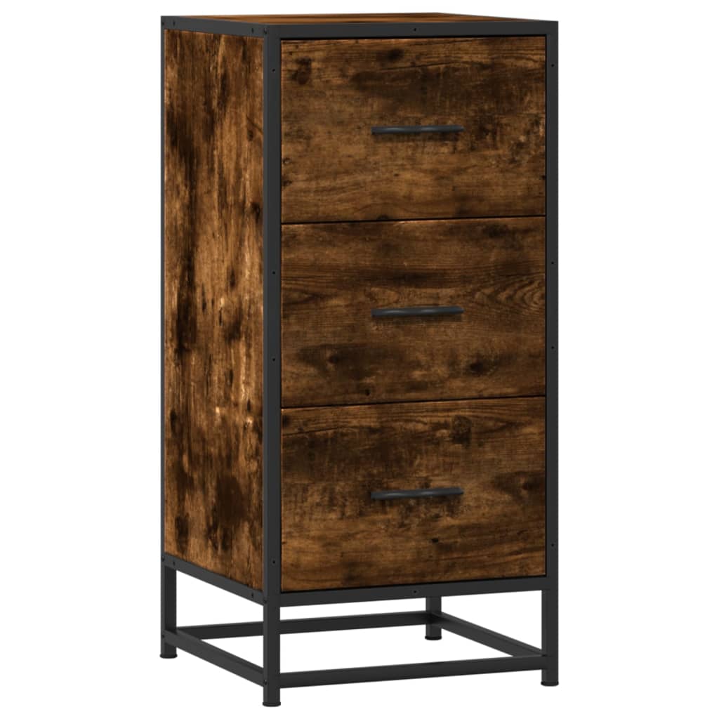 Sideboard Smoked Oak 35.5 x 35 x 76 cm Wood Based Panel and Metal
