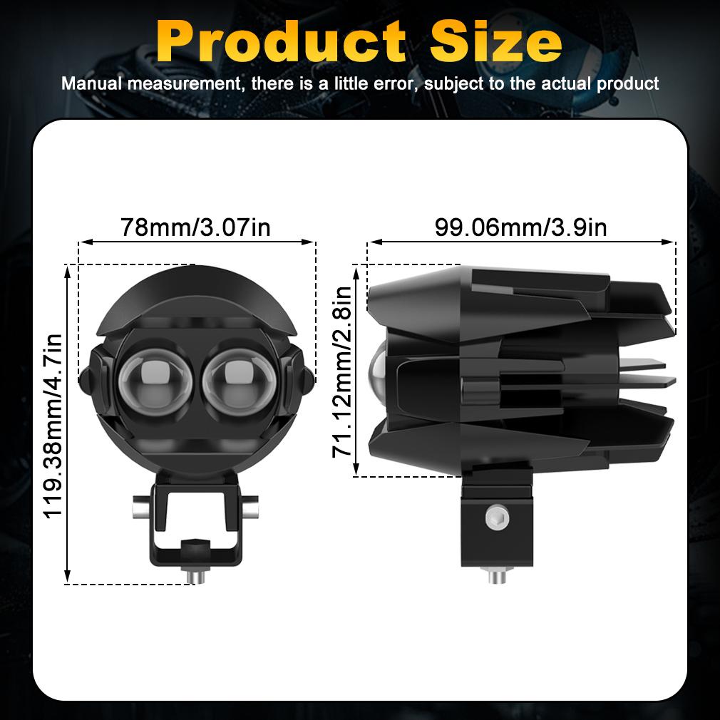 1 шт./2 шт. двухцветный светодиодный прожектор, вспомогательная мотоциклетная фара, противотуманная фара 6000K 3500K белый+желтый, внедорожный свет для вождения, рабочие фары для грузовика, автомобиля