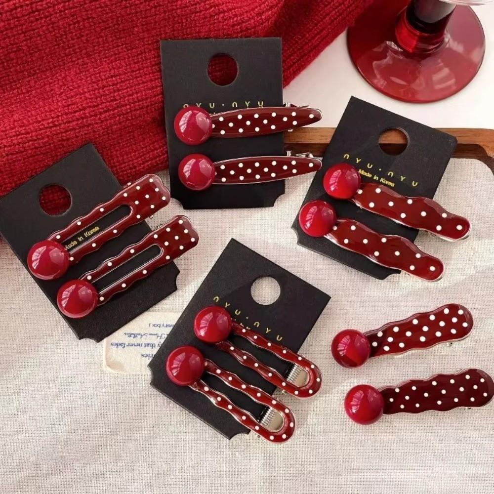 Seamless Hair Barrettes Polka Dot Hairpin Sweet Bangs Clip for Women Girls