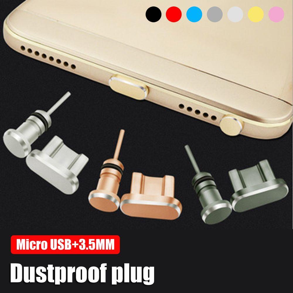 Universal Charging Port Cover Earphone Port Metal Dust Plug Micro USB 3.5mm Jack for Android Phone