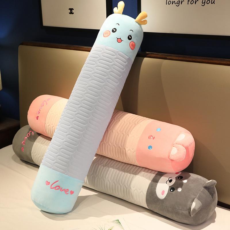 Мультяшное Животное Кролик Хаски Длинная Подушка Игрушка Плюшевая Кукла Динозавр Девочка Спящая Успокаивающая Тряпичная Кукла