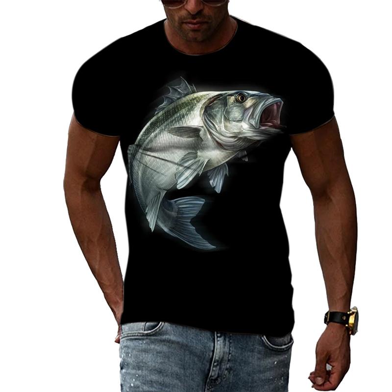 Футболка с 3D принтом для рыбалки, летняя мужская уличная крутая одежда с круглым вырезом, повседневные красивые топы с короткими рукавами в стиле хип-хоп