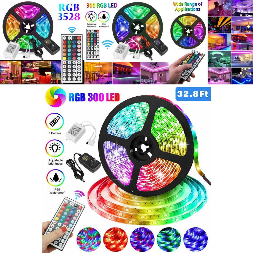510м Водонепроницаемая RGB 3528 SMD 300600 Светодиодная Гибкая Лента 12В 44-клавишный Пульт
