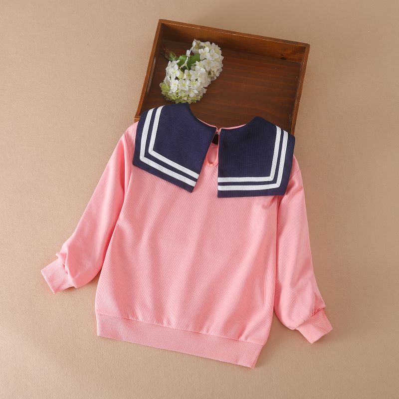 Модные топы для девочек, свитшот с длинными рукавами, весна-осень, рубашка-поло с отложным воротником для маленьких девочек, хлопковые осенние детские рубашки, одежда