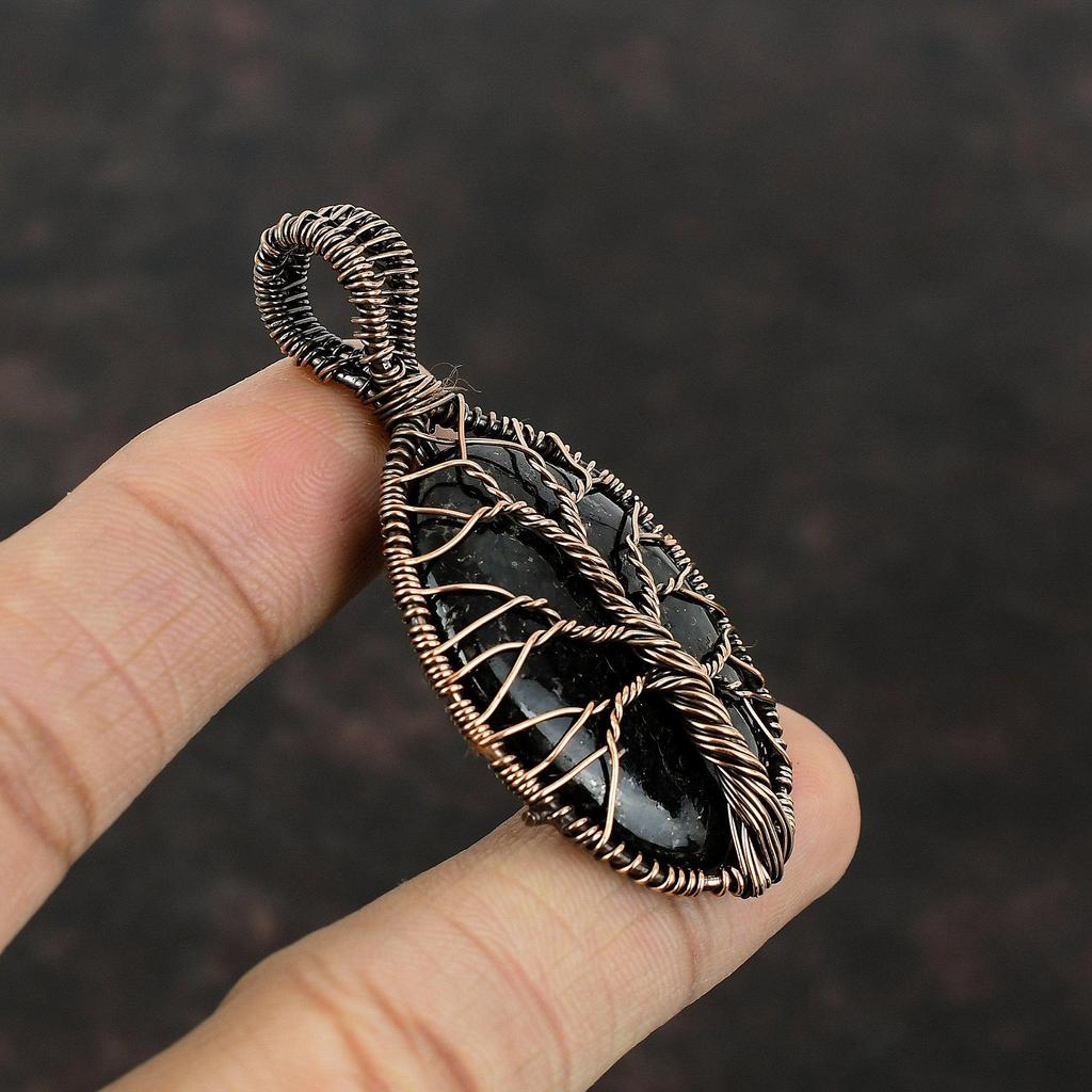 Подвеска из нумита «Дерево жизни», обернутая медной проволокой, ювелирное изделие «Дерево жизни», настоящий драгоценный камень, медное ювелирное изделие, подарок для матери, кулон ручной работы