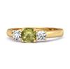 Peridot Round Three Stone Ring - Sterling Silver Gold Vermeil