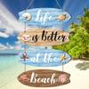 Nautical Wooden Beach Sign Vintage Ocean Coastal Wall Decor Surfboard Hanging Pendant Wall Art