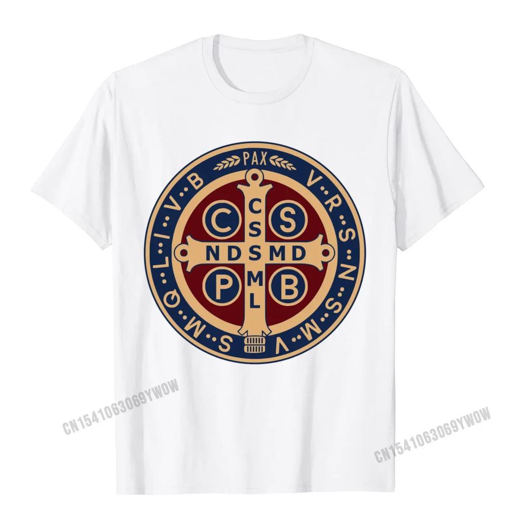 The Saint Benedict Medical Catholic Pullover Tees Camisas Womens Slim Fit Womens Tshirt Printed Tshirt Loose Geek