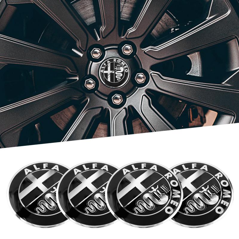 4pcs 56mm Car Wheel Center Hub Cap Stickers For Alfa Romeo 4C 159 Spider Giulietta Giulia GT Tonale Mito Car Styling Accessories
