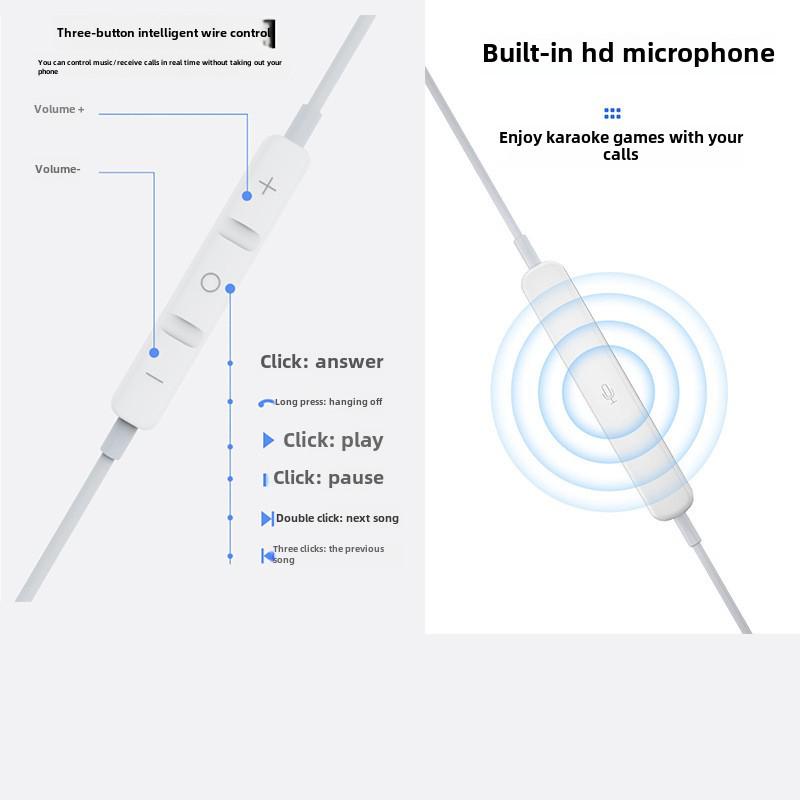 Compatible Wired Earphones for iPhone 11/12/13/14 Pro Max Flat Head (Non-Bluetooth)