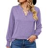 Autumn Winter Solid Color Top for Women V-neck Loose Long Sleeve Casual T-shirt