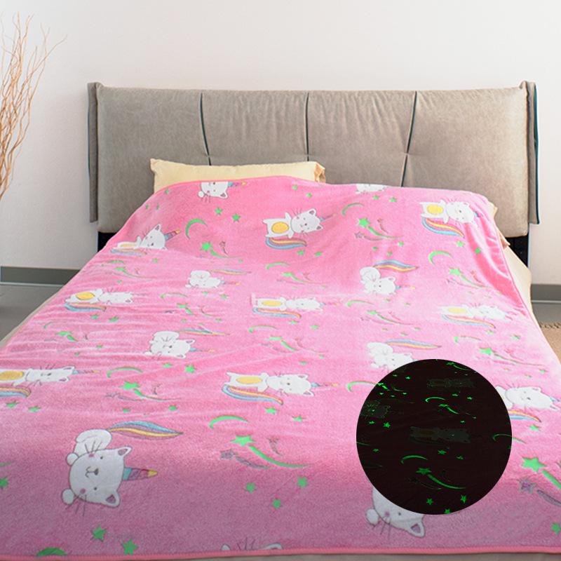 Luminous Double-Sided Flannel Unicorn Blanket for Kids