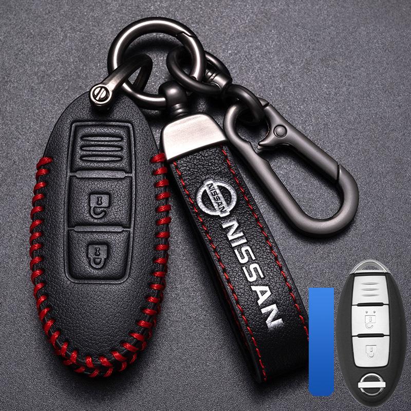 ACN1 Zinc Alloy Style Car Leather Key Case Cover Shell Fob Holder Accessories for NISSAN-Tiida Qashqai X-TRAIL Terra18 370Z MARCH 15