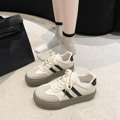 Маленькие белые туфли на толстой подошве, детская осенняя новая универсальная кожаная повседневная обувь, модные дышащие туфли для студентов