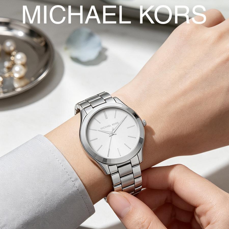 MICHAEL KORS Slim Runway Women's Quartz Watch Silver Dial Stainless Steel Strap 42mm MK3178