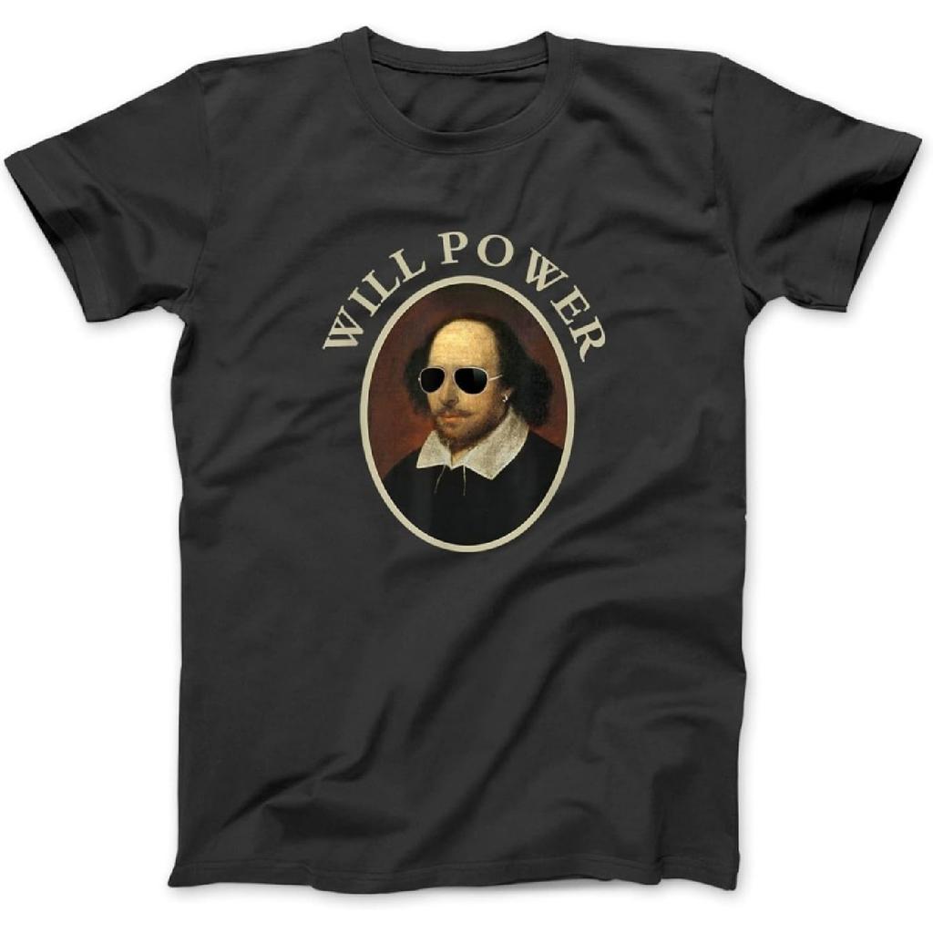 Классическая футболка William Shakespeare Will Power - Забавная цитата, Футболка, Свитшот, Худи для мужчин, женщин, детей, Сделано в Канаде, Черный