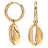 [Q8553] - Gold 'Cowrie' Steel Designer Hoop Earrings - 13 Mm - 15x10 Mm