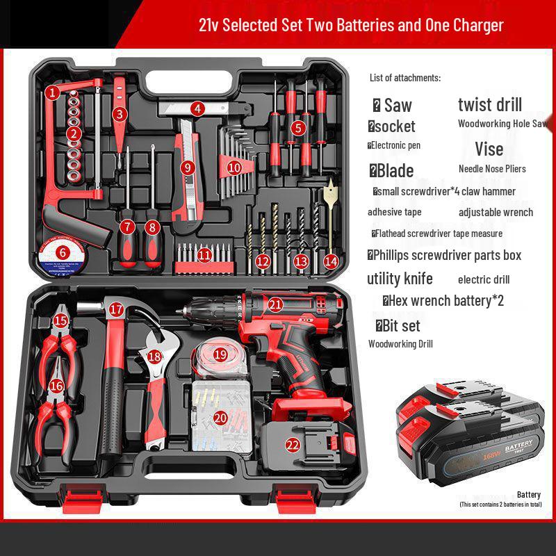 Cordless Multifunctional Drill Set: Electrician & Carpenter Repair Kit with Lithium Battery
