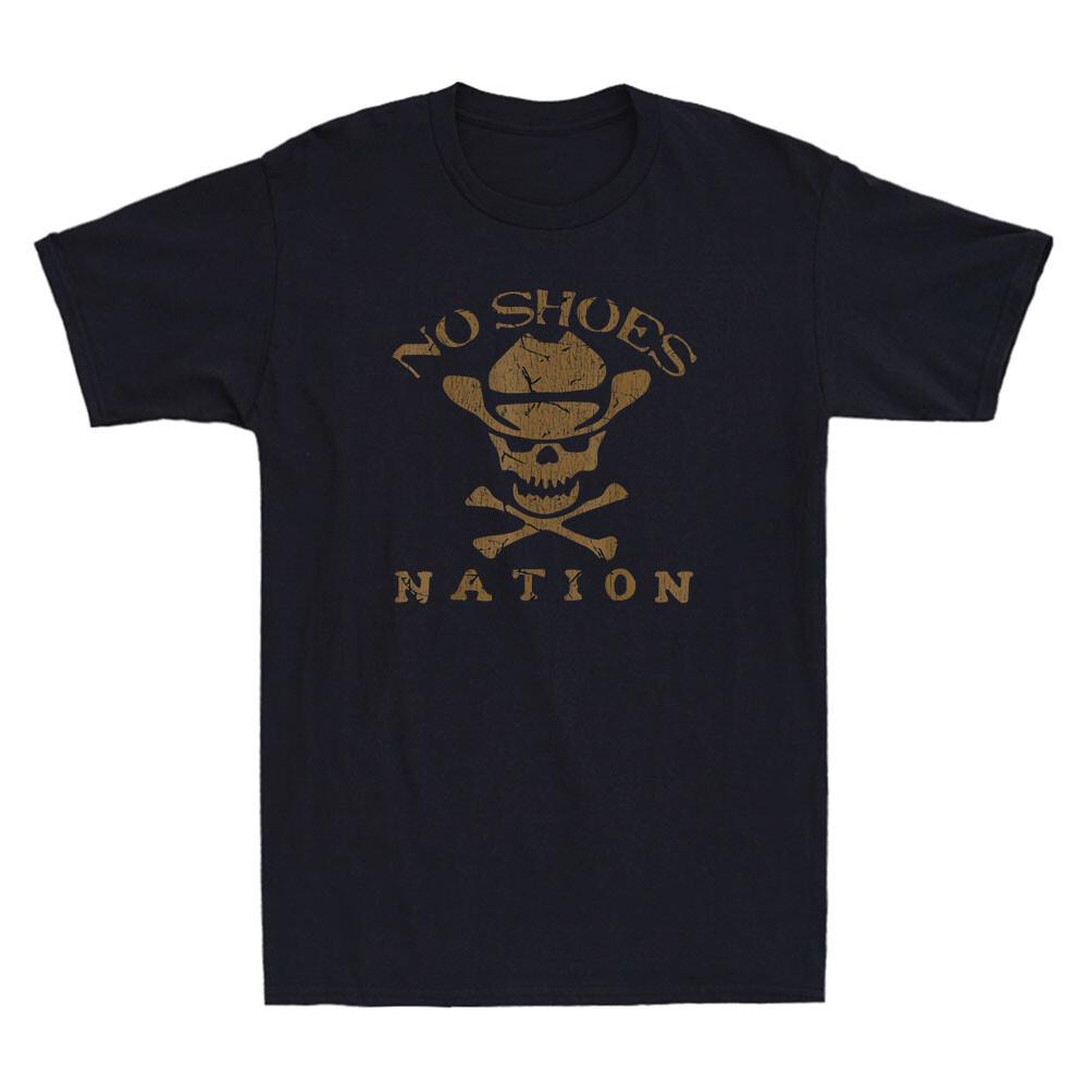 No Shoes No Nation Funny Cowboy Skull Sayings Shoes Quote Vintage Unisexs Tshirt