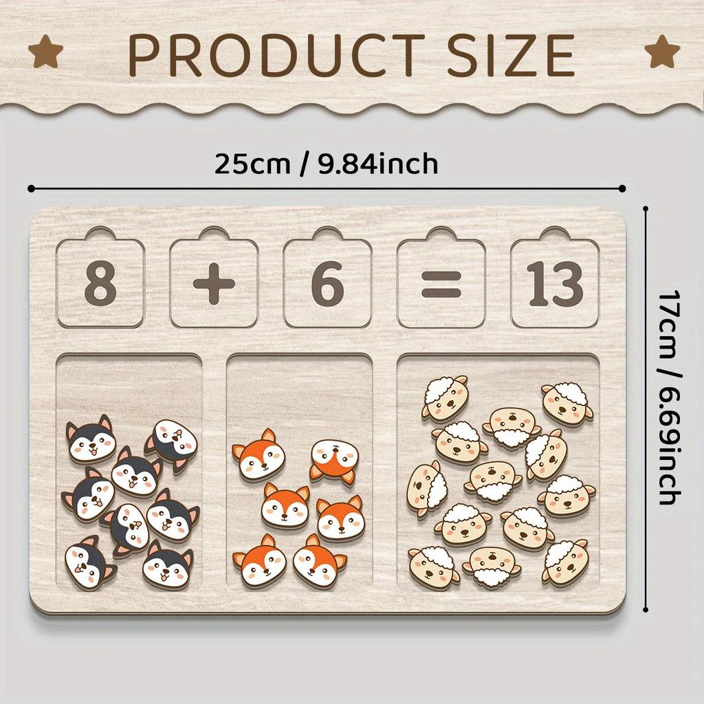 Деревянный набор-поддон с арифметической доской, блоки с цифрами и доска-игра с животными для счета, раннее развивающее игрушечное для детского сада, малышей