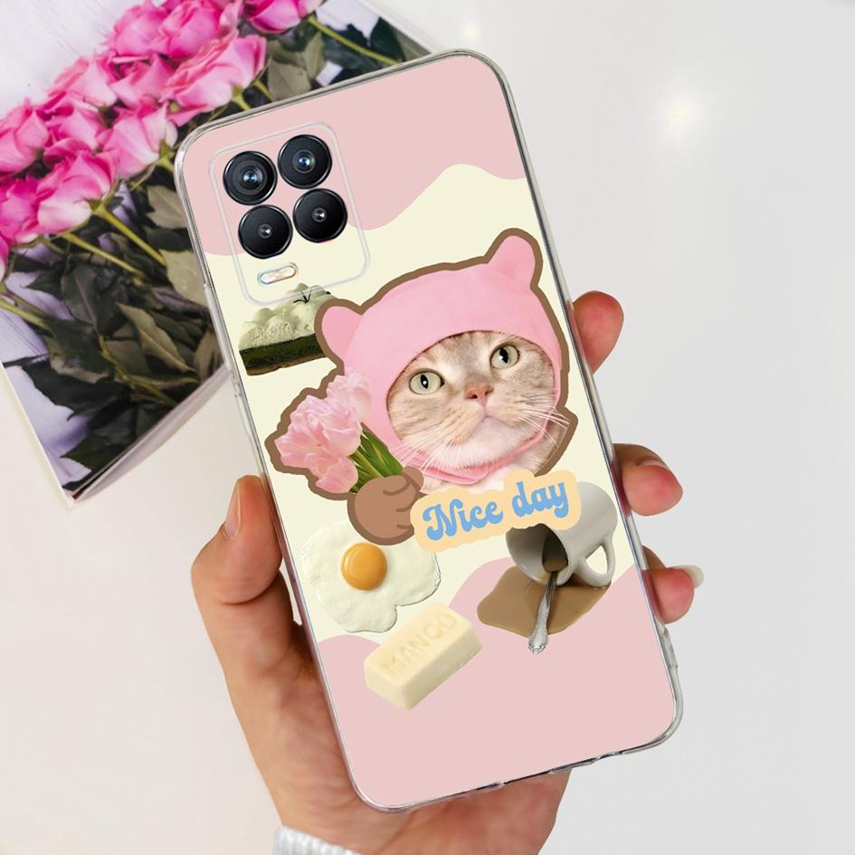 Чехол для Realme 8 Pro Модный Цветок Сердце Мягкий Силикон Прозрачная Крышка Для Realme 8 5G RMX3241 Funda на Realme8 RMX3085 Coque