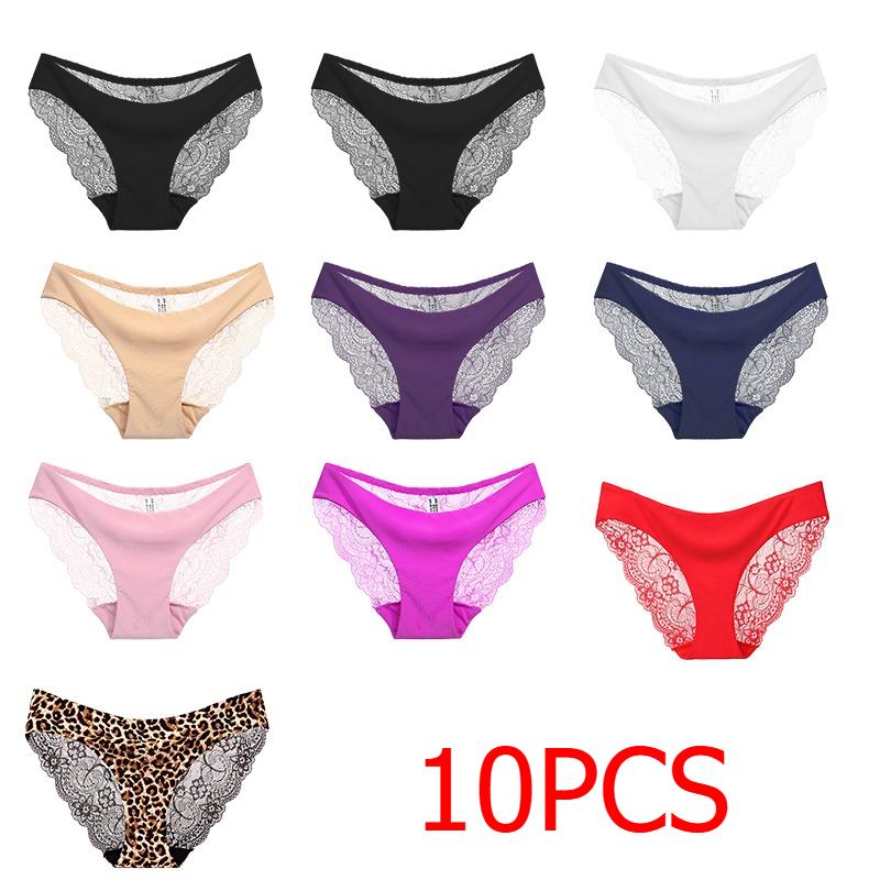 Women's Sexy Lace Panties Seamless Panty Briefs Underwear Breathable Hollow Triangle Underpants