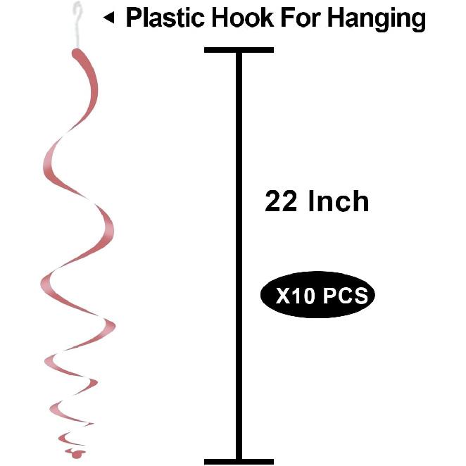 BRT Bearingshui Счастливым 11-м Днем Рождения Висячие Спирали Ленты Потолочные Украшения, Празднование 11 Фольгированные Висячие Спирали с Вырезами для 11-летнего Возраста Розовые