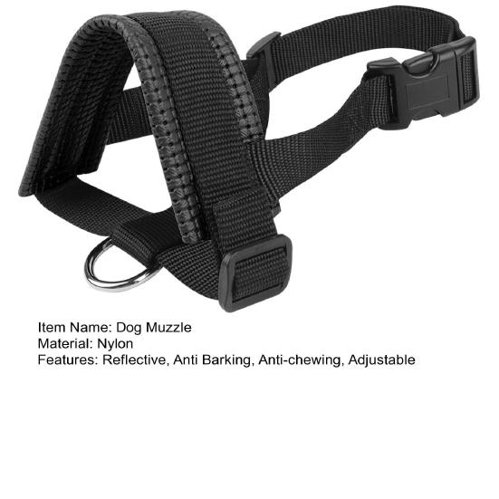 Dog Muzzle Adjustable Loop Nylon Mouth Guard Breathable Anti Barking Biting Chewing Muzzle with Reflective Straps for Small Medium Large Dog