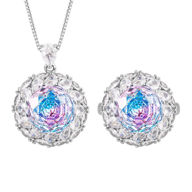 Ювелирные изделия Медное основание Позолоченное Миллениальный крой Плавное изменение цвета Темпераментный набор Камень героини 12 мм