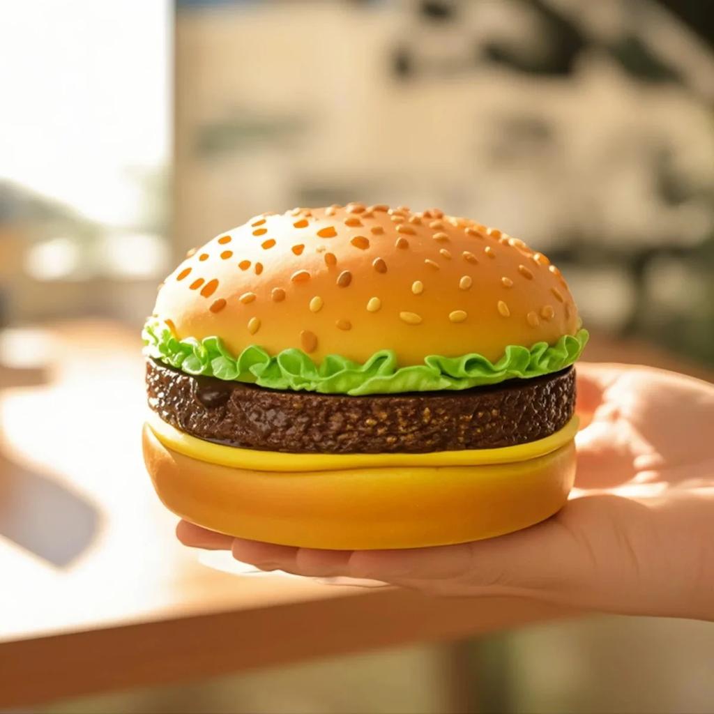 Creative Cute Hamburger Ashtray Home Dust Proof Ashtray Living Room Office Desktop Decoration Ornament for Father Gift