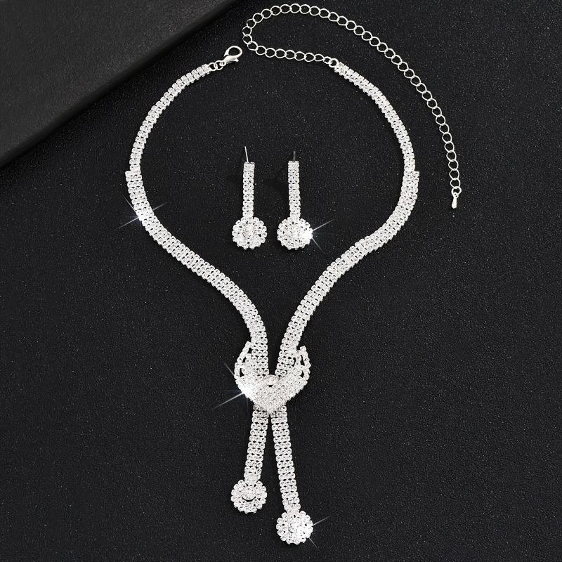 Элегантный и изысканный набор сверкающих циркониевых серег, ожерелья и браслета для женщин, праздничные и рождественские украшения и аксессуары для вечеринок