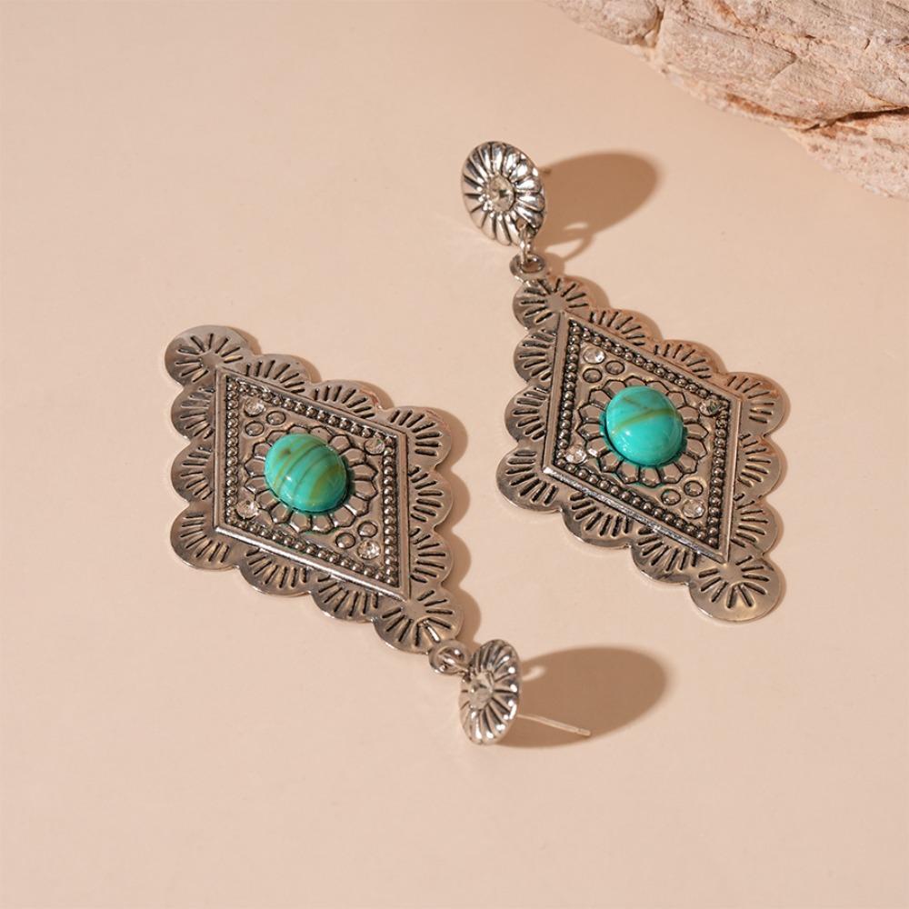 Bohemia Style Ethnic Style Tassel Earrings Green Water Drop Earrings Pendant  Summer Party