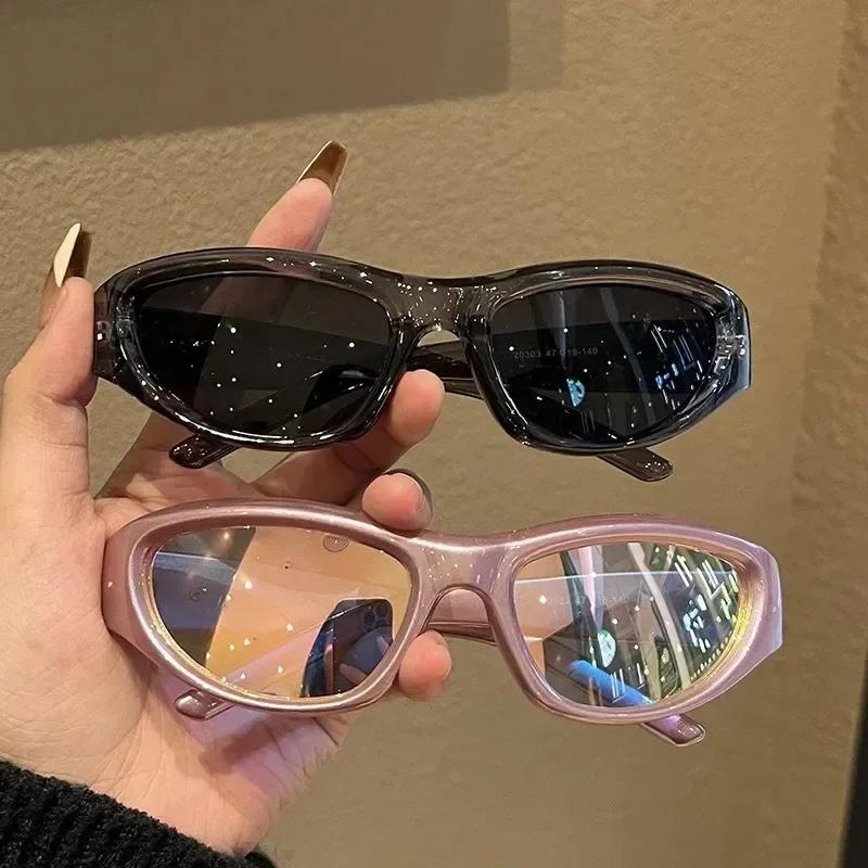 New Y2K Fashion Luxury Sports Punk Sunglasses UV400 Oval Goggles for Women Men Designer Brand Colorful Mirror Eyewear