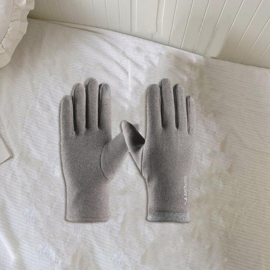 1 пара зимних теплых перчаток с плюшевой подкладкой, эластичные ветрозащитные мужские перчатки с полным пальцем для холодной погоды и сенсорным экраном